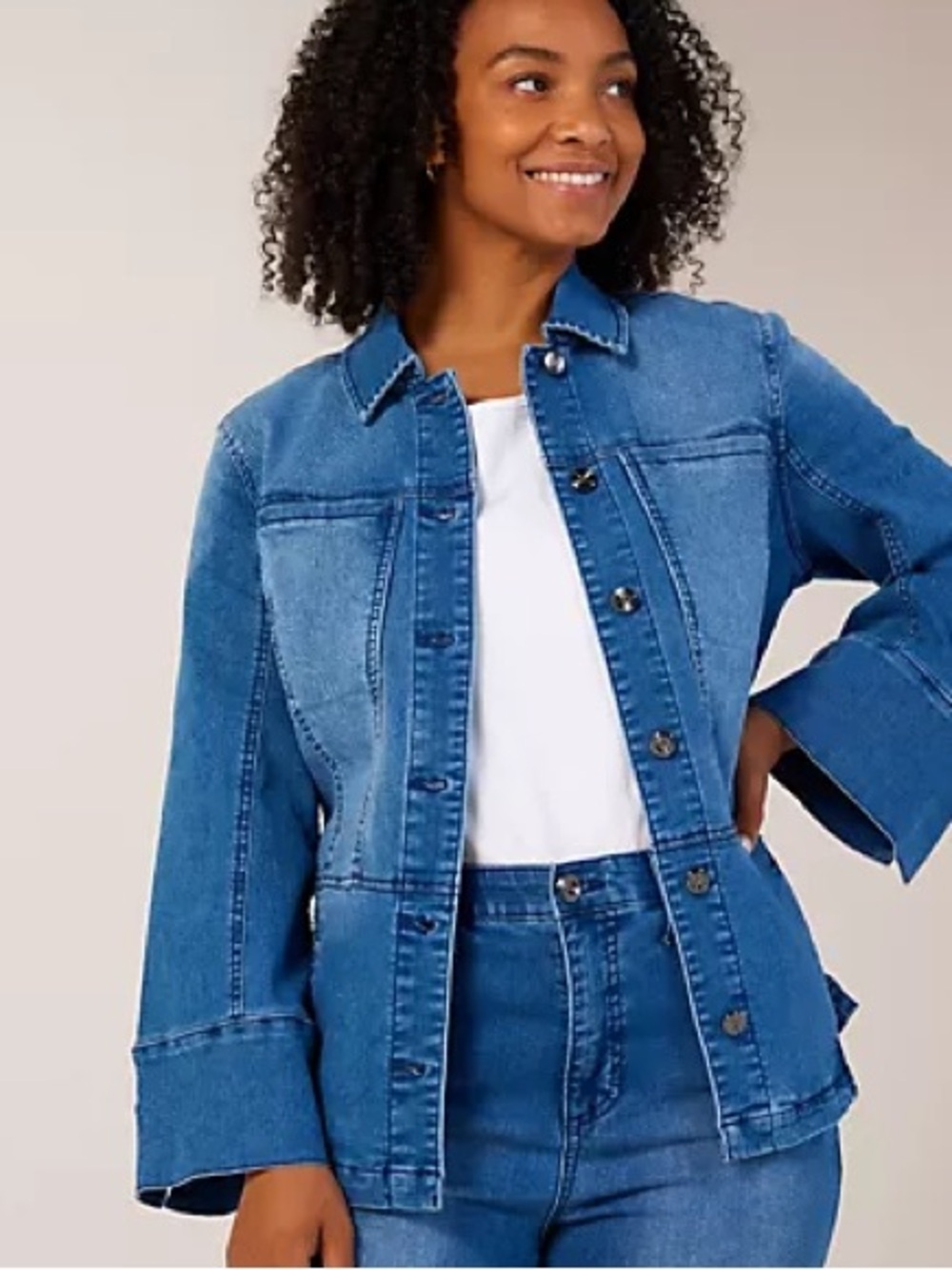 MarlaWynne Blue Denim Utility Jacket with Zip Pockets